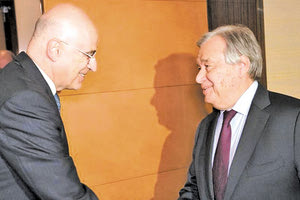 συνάντηση Νίκου Δένδια με τον Αντόνιο Γκουτέρες