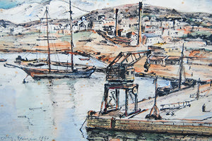 Το λιμάνι του Ηρακλείου το έτος 1940. Πίνακας του Ηρακλειώτη ζωγράφου Θωμά Φανουράκη