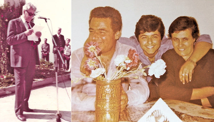 Ο Γεώργιος Τ. Παπαμαστοράκης ή Γερουλάνος και Ο Εμμανουήλ Δαμουλάκης με τη σύζυγό του Αγγελική και η κόρη τους Γεωργία (δεξιά)