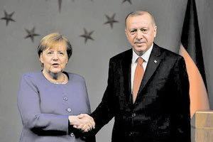 Ο Τούρκος πρόεδρος Ρετζέπ Ταγίπ Ερντογάν και η καγκελάριος της Γερμανίας Άνγκελα Μέρκελ