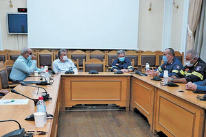 Ο Συντονιστής Επιχειρήσεων Βορείου, Νοτίου Αιγαίου και Κρήτης, Υποστράτηγος Ιωάννης Σταμούλης στην Περιφέρειας Κρήτης