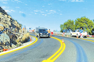 οι ρωγμές στο δρόμο, στις στροφές της Αγίας Πελαγίας