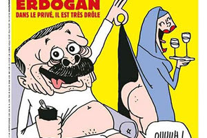 σκίτσο που σατιρίζει τον Ταγίπ Ερντογάν στο Charlie Hebdo.
