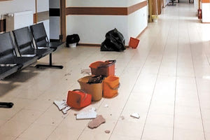 Δεν άντεξε την ισχυρή βροχόπτωση ούτε το Κέντρο Υγείας Τζερμιάδων, στο Οροπέδιο Λασιθίου