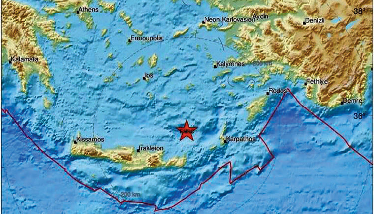 Σεισμός 4,9 ρίχτερ βορειο- ανατολικά της Σητείας