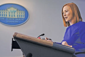 Η ελληνοαμερικανή δημοσιογράφος, Τζεν Ψάκι στο briefing του Λευκού Οίκου