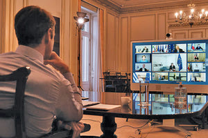 ο πρωθυπουργός, Κυριάκος Μητσοτάκης στην τηλεδιάσκεψη του Ευρωπαϊκού Συμβουλίου