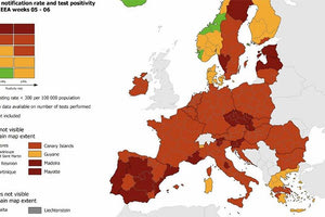 χάρτες του ECDC που αποτυπώνουν την επιδημιολογική εικόνα στα κράτη μέλη της ΕΕ