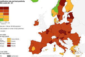 O χάρτης από το Ευρωπαϊκό Κέντρο Πρόληψης και Ελέγχου Νοσημάτων (ECDC)