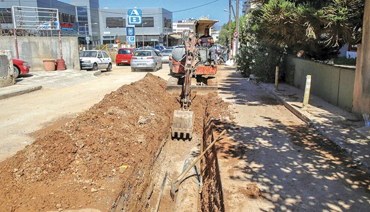εργασίες που πραγματοποιεί η ΔΕΥΑ Ηρακλείου στις περιοχές του Μασταμπά και της Θερίσσου