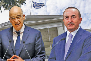 ο υπουργός Εξωτερικών, Νίκος Δένδιας με τον Τούρκο ομόλογό του, Μεβλούτ Τσαβούσογλου