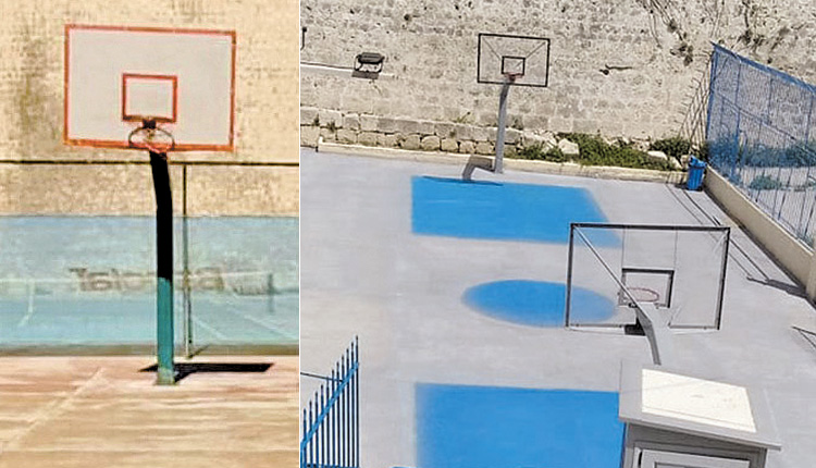 πριν χρόνια και τώρα το γήπεδο μπάσκετ νότια του σταδίου Ελευθερίας
