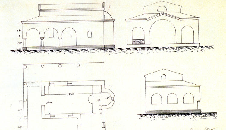 Το σχεδιάγραμμα με ημερομηνία 1η Οκτωβρίου 1945 από τον αρχιτέκτονα Ιωάννη Τσομπανάκη