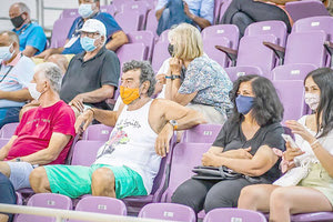 Φίλαθλοι με τις απαραίτητες μάσκες στα «Δύο Αοράκια»