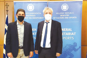 Ο κ. Αυγενάκης με τον πρόεδρο Ο.Α.Κ. κ. Παπαδογιάννη