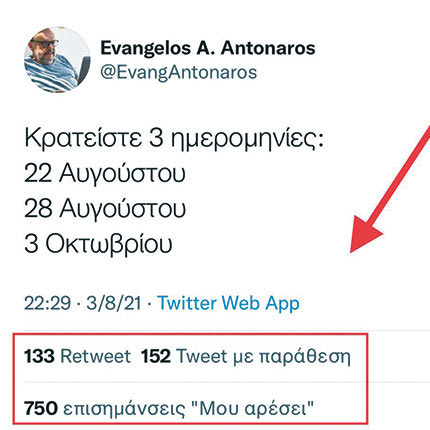 ΑΝΤΩΝΑΡΟΣ τουί tweet