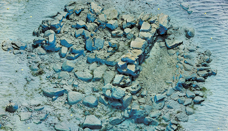 Κατάλοιπα μινωικού κτηρίου στον κόλπο Κουρεμένου (τριδιάστατη απεικόνιση)