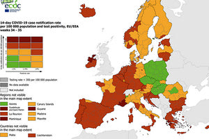 χάρτης Ευρωπαϊκού Κέντρου Ελέγχου και Πρόληψης Νόσων (ECDC) 9/9/21