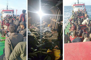 Οι φωτογραφίες με τους στιβαγμένους μετανάστες και την στενή παρακολούθηση από σκάφος του Λιμενικού, δημοσιεύτηκαν στο aegeanboatreport.com