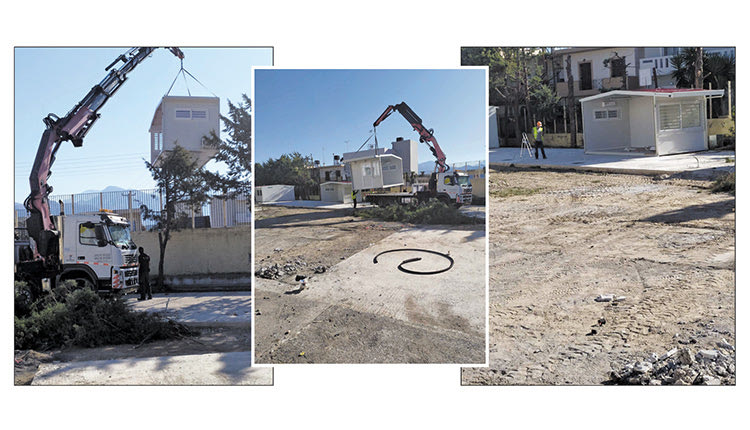 οι πρώτες προκάτ αίθουσες στο Γυμνάσιο Αρκαλοχωρίου