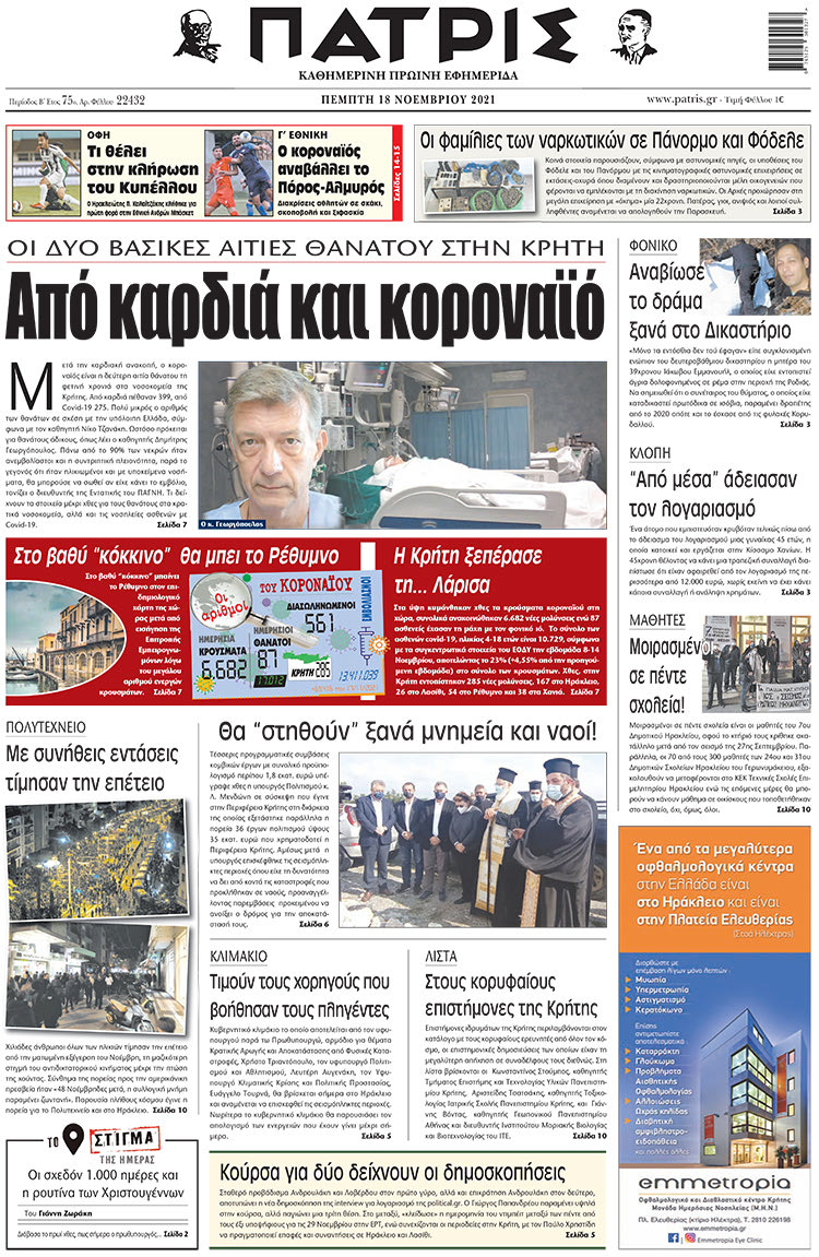 πρωτοσέλιδο 18-11-2021