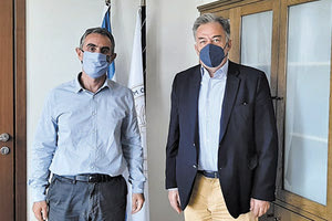 Με τον πρύτανη του (ΕΛΜΕΠΑ), Νίκο Κατσαράκη ο βουλευτής Ηρακλείου του ΜέΡΑ25, Γιώργος Λογιάδης.