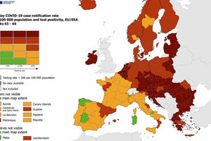 χάρτες κοροναϊού του Ευρωπαϊκού Κέντρου Πρόληψης και Ελέγχου Νόσων (ECDC)