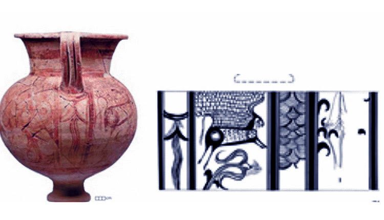 Πύλα-Κοκκινόκρεμος, μινωικός αμφοροειδής κρατήρας  με κυνήγι άγριου ταύρου