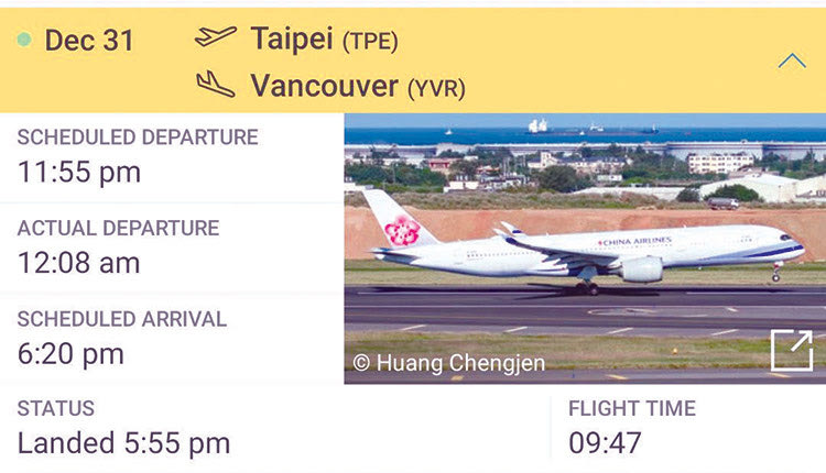 Να που γίνονται ταξίδια στον χρόνο! Υπήρξε πτήση το Σαββατο που ξεκίνησε την Πρωτοχρονια από ένα αεροδρόμιο και… προσγειώθηκε στον προορισμό της την…παραμονή! Ναι, ήταν η πτήση  που πέταξε 01/01/22 στις 00:08 από Ταϊπέι και προσγειώθηκε στις… 31/12/21 στις 17:55 στο Βανκούβερ!