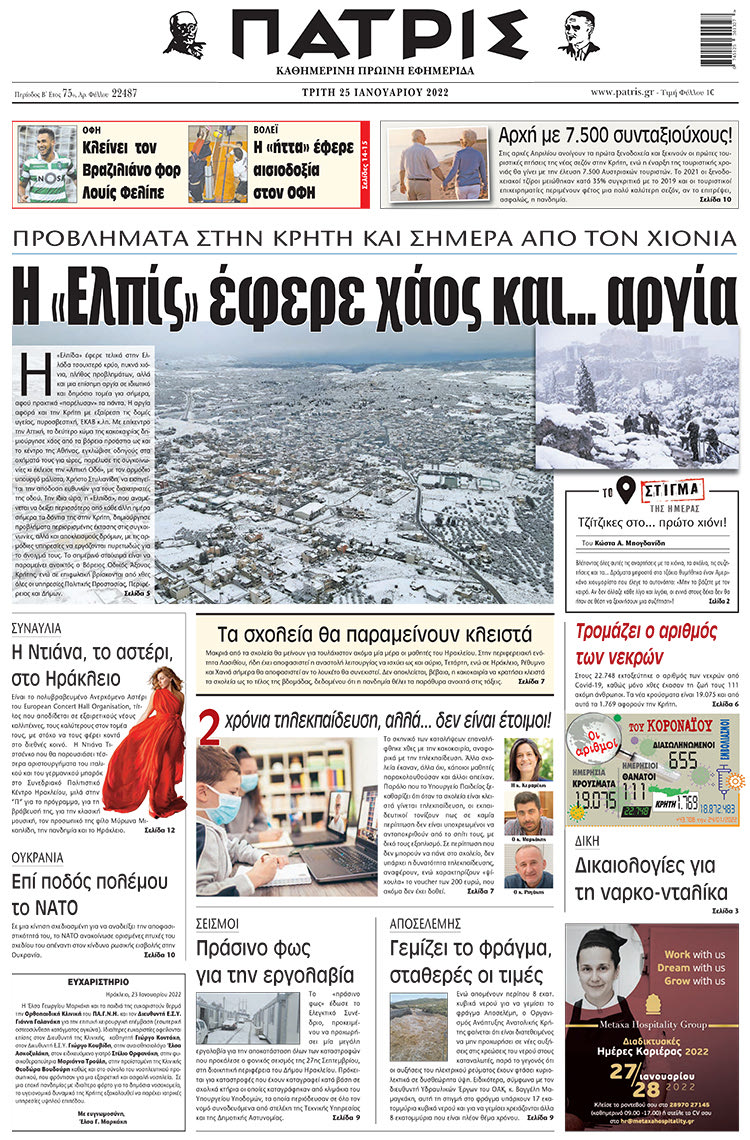 πρωτοσέλιδο 25-01-2022