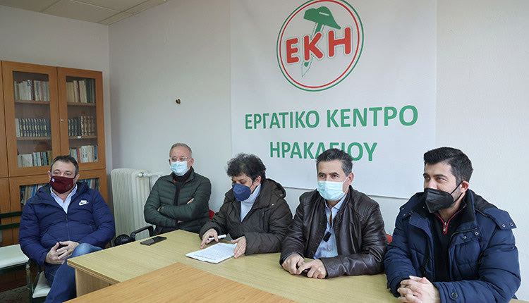 Αντιπροσωπεία της ΔΟΕ με τους εκπροσώπους των τοπικών συλλόγων στο Εργατικό Κέντρο Ηρακλείου