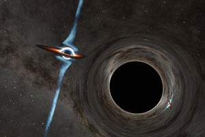 Καλλιτεχνική απεικόνιση των δύο μελανών οπών