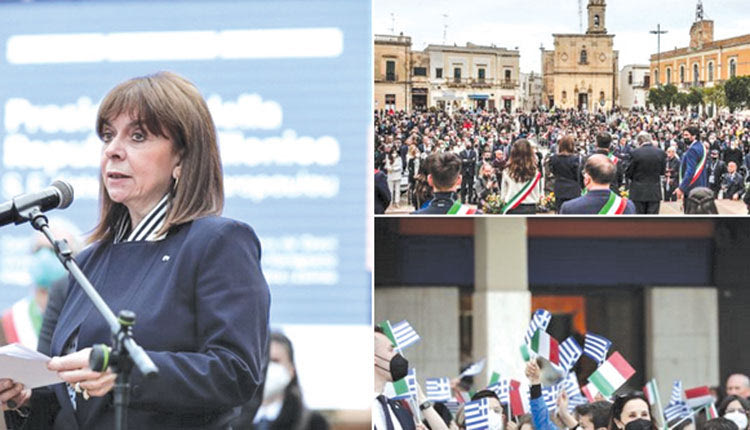 Η κ. Σακελλαροπούλου πήγε στα χωριά της Απουλίας στην Κάτω Ιταλία, όπου άνθησαν οι αρχαίες αποικίες της Magna Grecia.