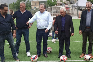 Από τα εγκαίνια του νέου γηπέδου 5χ5 στην Αξό Μυλοποτάμου