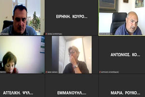 ηλεδιάσκεψης μεταξύ  των μελών της ΔΕ του ΤΕΕ/ΤΑΚ και  του δημάρχου Σητείας κ. Γεώργιου Ζερβάκη