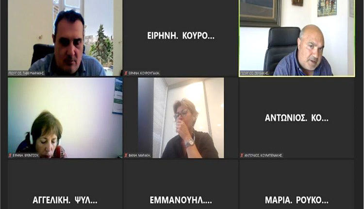 ηλεδιάσκεψης μεταξύ  των μελών της ΔΕ του ΤΕΕ/ΤΑΚ και  του δημάρχου Σητείας κ. Γεώργιου Ζερβάκη