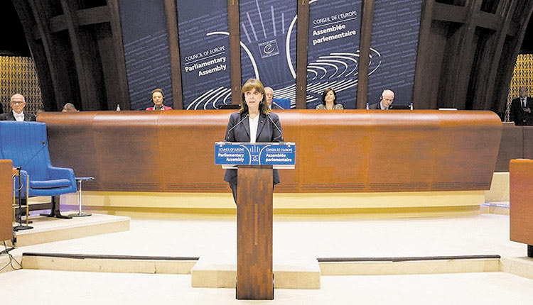 απάντηση της Ελληνίδας Προέδρου της Δημοκρατίας Κατερίνας Σακελλαροπούλου απέναντι στην προκλητικότητα της Τουρκίας στο Συμβούλιο της Ευρώπης.