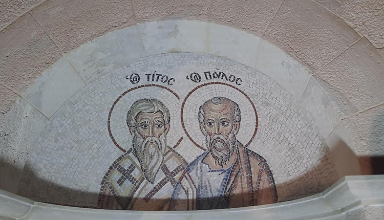 ΑΠΟΚΑΛΥΠΤΗΡΙΑ ΤΟΥ ΕΡΓΟΥ ΓΙΑ ΤΟΥΣ ΑΠΟΣΤΟΛΟΥΣ ΠΑΥΛΟ ΚΑΙ ΤΙΤΟ ΑΠΟ ΤΟΝ ΠΕΡΙΦΕΡΕΙΑΡΧΗ Συμβολικό μνημείο προσκυνήματος στη Γόρτυνα
