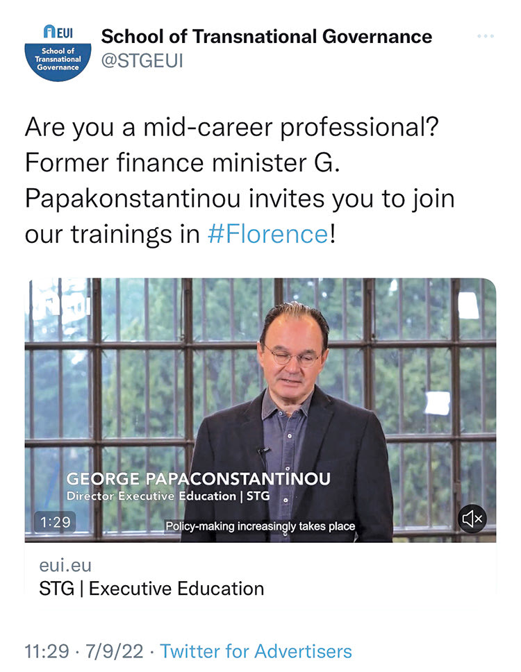 Τελικά, όπως έχουμε πει κανένας, δεν χάνεται! Πού νομίζετε ότι εργάζεται ο Γιώργος Παπακωνσταντίνου; Στη Σχολή Διακρατικής Διακυβέρνησης του περιβόητου Ινστιτούτου Φλωρεντίας.