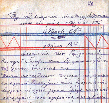 Απόσπασμα από τη σελ. 26 του Ημερολογίου « Περί της  Εκστρατείας του Μικρασιατικού Μετώπου κατά τον μήνα Μάρτιον του 1921»