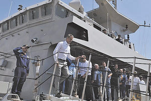 ο πρωθυπουργός Κυριάκος Μητσοτάκης στο πλαίσιο της τελετής ονοματοδοσίας της νέας πυραυλάκατου του Πολεμικού Ναυτικού «Υποπλοίαρχος Βλαχάκος»