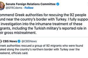 Ο Μπομπ Μενέντεζ συνεχάρη την ελληνική κυβέρνηση για τον χειρισμό της υπόθεσης των 92 μεταναστών που βρέθηκαν γυμνοί στον Έβρο