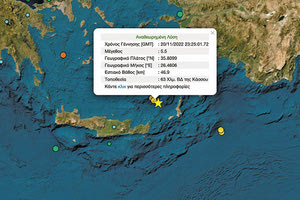 Ώρα 1.25 τα ξημερώματα και ο Εγκέλαδος επισκέπτεται ξανά το νησί