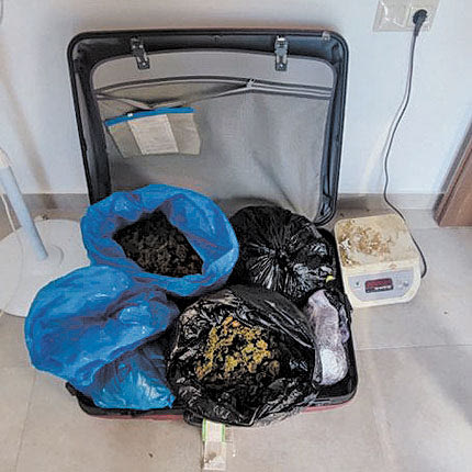 Μέσα στη βαλίτσα βρέθηκαν οι σακούλες με την κάνναβη