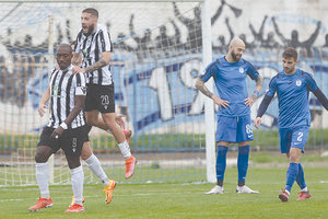 Ο Βουό πανηγυρίζει το νικητήριο γκολ κόντρα στον Ηρόδοτο