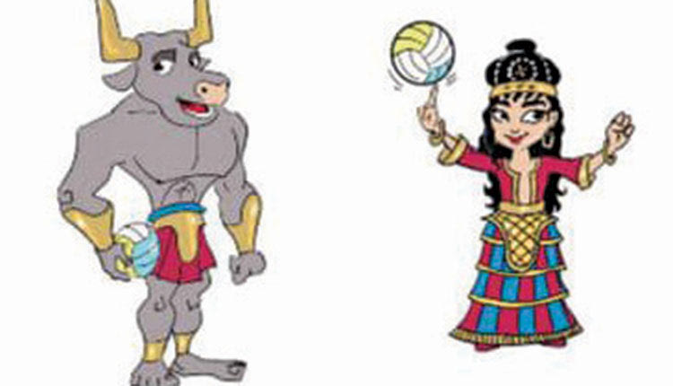 Ο υφυπουργός αθλητισμού κ. Αυγενάκης παρουσίασε τον Μινώταυρο και την Αριάδνη που θα είναι οι μασκότ 3ων Μεσογειακών Παράκτιων Αγώνων που θα γίνουν τον ερχόμενο Σεπτέμβριο στο Ηράκλειο