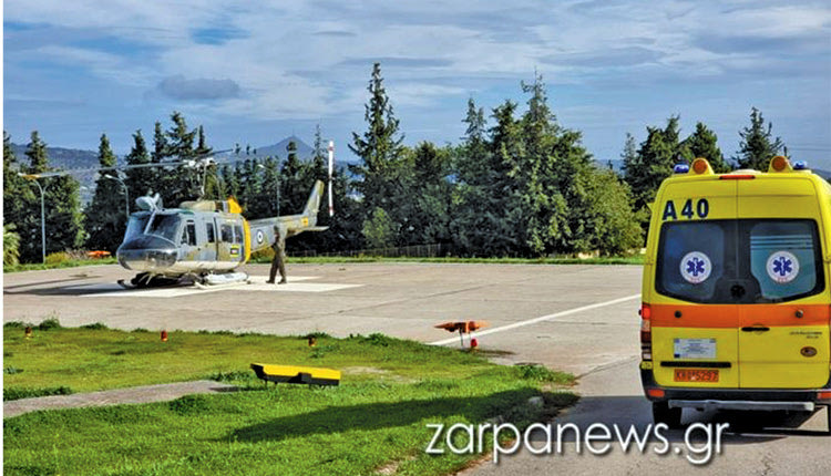 αεροδιακομιδή 75χρονου κατοίκου της Αγίας Ρουμέλης στο νοσοκομείο Χανίων.