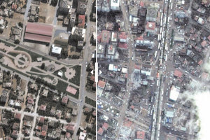 Δορυφορικές εικόνες που δείχνουν το πριν και το μετά από τον σεισμό αναδεικνύουν το μέγεθος της καταστροφής