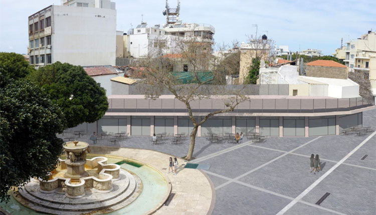 Οι δύο εναλλακτικές προτάσεις της μελέτης. Στην πάνω εικόνα, βρίσκεται το φωτορεαλιστικό σχέδιο της πρότασης για τη διαμόρφωση κεραμοσκεπής. Στην κάτω εικόνα, διακρίνεται το φωτορεαλιστικό σχέδιο της πρότασης που προβλέπει τη δημιουργία ενός στηθαίου κάλυψης του ηλεκτρομηχανολογικού εξοπλισμού πάνω από τις ταράτσες των καταστημάτων.