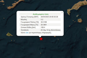 σεισμός 5,2 ρίχτερ νότια της Αστυπάλαιας